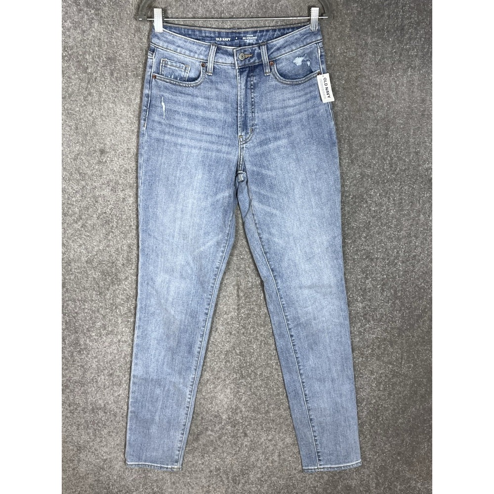 Old Navy High Rise OG Straight Jeans Womens Sz 2 Tall Blue Stretch Pockets New